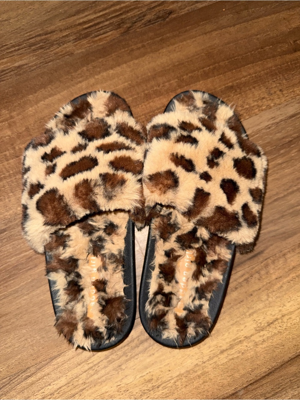 Steve Madden Leopard Print Faux Fur Slide Sandals - Brown Tan Black - Picture 2 of 10